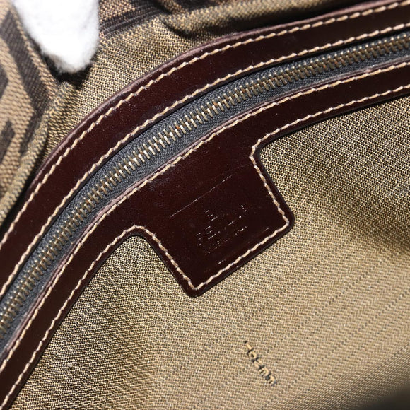 FENDI Zucca Canvas Mamma Baguette Shoulder Bag Brown Black Auth 193012V