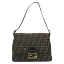 FENDI Zucca Canvas Mamma Baguette Shoulder Bag Brown Black Auth 193012V-2