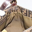 FENDI Zucca Canvas Mamma Baguette Shoulder Bag Brown Black Auth 193012V-20