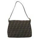 FENDI Zucca Canvas Mamma Baguette Shoulder Bag Brown Black Auth 193012V-3