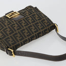 FENDI Zucca Canvas Mamma Baguette Shoulder Bag Brown Black Auth 193012V-6