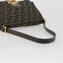 FENDI Zucca Canvas Mamma Baguette Shoulder Bag Brown Black Auth 193012V-7