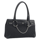GUCCI Horsebit GG Canvas Hand Bag Black Silver 114913 Auth 193014V-1