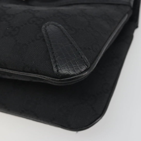 GUCCI Horsebit GG Canvas Hand Bag Black Silver 114913 Auth 193014V