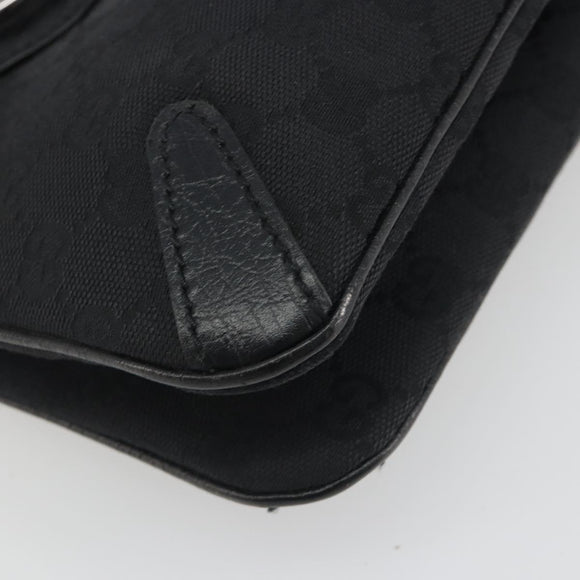 GUCCI Horsebit GG Canvas Hand Bag Black Silver 114913 Auth 193014V