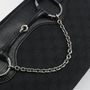 GUCCI Horsebit GG Canvas Hand Bag Black Silver 114913 Auth 193014V-14