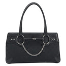 GUCCI Horsebit GG Canvas Hand Bag Black Silver 114913 Auth 193014V-2