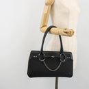 GUCCI Horsebit GG Canvas Hand Bag Black Silver 114913 Auth 193014V-22