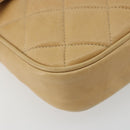 CHANEL Matelasse Chain Shoulder Bag Lamb Skin Beige Gold CC Auth 193017-11