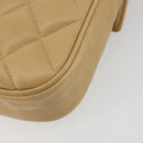 CHANEL Matelasse Chain Shoulder Bag Lamb Skin Beige Gold CC Auth 193017-12