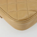 CHANEL Matelasse Chain Shoulder Bag Lamb Skin Beige Gold CC Auth 193017-13