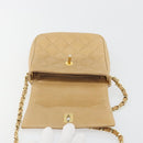 CHANEL Matelasse Chain Shoulder Bag Lamb Skin Beige Gold CC Auth 193017-15