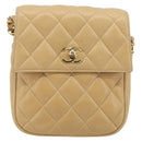 CHANEL Matelasse Chain Shoulder Bag Lamb Skin Beige Gold CC Auth 193017-2