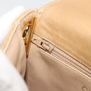 CHANEL Matelasse Chain Shoulder Bag Lamb Skin Beige Gold CC Auth 193017-20