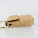CHANEL Matelasse Chain Shoulder Bag Lamb Skin Beige Gold CC Auth 193017-5