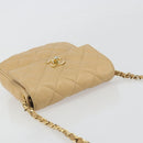 CHANEL Matelasse Chain Shoulder Bag Lamb Skin Beige Gold CC Auth 193017-6