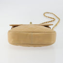 CHANEL Matelasse Chain Shoulder Bag Lamb Skin Beige Gold CC Auth 193017-9