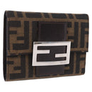 FENDI Zucca Canvas Mamma Baguette Wallet Black Brown Auth 193019V-1