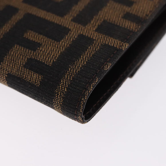 FENDI Zucca Canvas Mamma Baguette Wallet Black Brown Auth 193019V