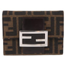 FENDI Zucca Canvas Mamma Baguette Wallet Black Brown Auth 193019V-2