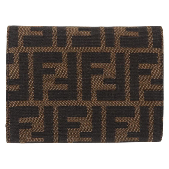 FENDI Zucca Canvas Mamma Baguette Wallet Black Brown Auth 193019V