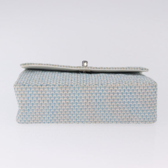 CHANEL Matelasse Chain Shoulder Bag Canvas Light Blue Silver CC Auth 193022SAM