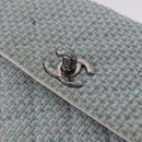 CHANEL Matelasse Chain Shoulder Bag Canvas Light Blue Silver CC Auth 193022SAM-19