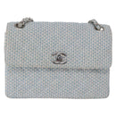 CHANEL Matelasse Chain Shoulder Bag Canvas Light Blue Silver CC Auth 193022SAM-13