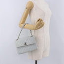 CHANEL Matelasse Chain Shoulder Bag Canvas Light Blue Silver CC Auth 193022SAM-28