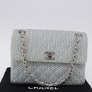 CHANEL Matelasse Chain Shoulder Bag Canvas Light Blue Silver CC Auth 193022SAM-12