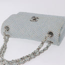 CHANEL Matelasse Chain Shoulder Bag Canvas Light Blue Silver CC Auth 193022SAM-7