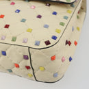 VALENTINO Rock Studs Chain Shoulder Bag Leather 2way Ivory Gold Auth 193023V-10
