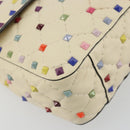 VALENTINO Rock Studs Chain Shoulder Bag Leather 2way Ivory Gold Auth 193023V-15