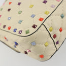 VALENTINO Rock Studs Chain Shoulder Bag Leather 2way Ivory Gold Auth 193023V-17