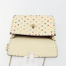 VALENTINO Rock Studs Chain Shoulder Bag Leather 2way Ivory Gold Auth 193023V-19