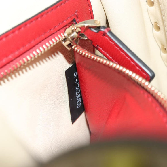 VALENTINO Rock Studs Chain Shoulder Bag Leather 2way Ivory Gold Auth 193023V