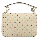 VALENTINO Rock Studs Chain Shoulder Bag Leather 2way Ivory Gold Auth 193023V-2
