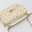 VALENTINO Rock Studs Chain Shoulder Bag Leather 2way Ivory Gold Auth 193023V-6