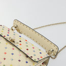 VALENTINO Rock Studs Chain Shoulder Bag Leather 2way Ivory Gold Auth 193023V-8
