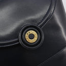 TIFFANY&Co. Chain Shoulder Bag Leather Navy Gold Auth 193026A-17