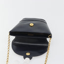 TIFFANY&Co. Chain Shoulder Bag Leather Navy Gold Auth 193026A-10