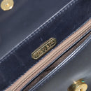 TIFFANY&Co. Chain Shoulder Bag Leather Navy Gold Auth 193026A-18