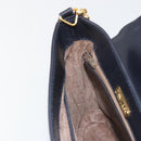 TIFFANY&Co. Chain Shoulder Bag Leather Navy Gold Auth 193026A-20