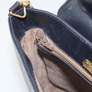 TIFFANY&Co. Chain Shoulder Bag Leather Navy Gold Auth 193026A-21