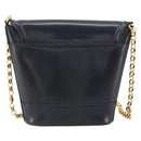 TIFFANY&Co. Chain Shoulder Bag Leather Navy Gold Auth 193026A-2