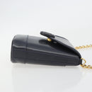 TIFFANY&Co. Chain Shoulder Bag Leather Navy Gold Auth 193026A-3