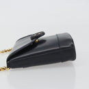 TIFFANY&Co. Chain Shoulder Bag Leather Navy Gold Auth 193026A-4