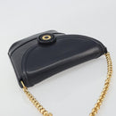 TIFFANY&Co. Chain Shoulder Bag Leather Navy Gold Auth 193026A-6