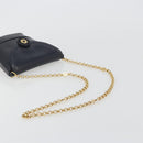 TIFFANY&Co. Chain Shoulder Bag Leather Navy Gold Auth 193026A-7