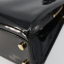 SAINT LAURENT Hand Bag Patent Leather Black Gold Auth 193027A-8